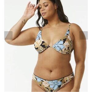 Rip Curl Bikini Top Follow The Sun Bralette & High Cut Skimpy Coverage Bottom, L